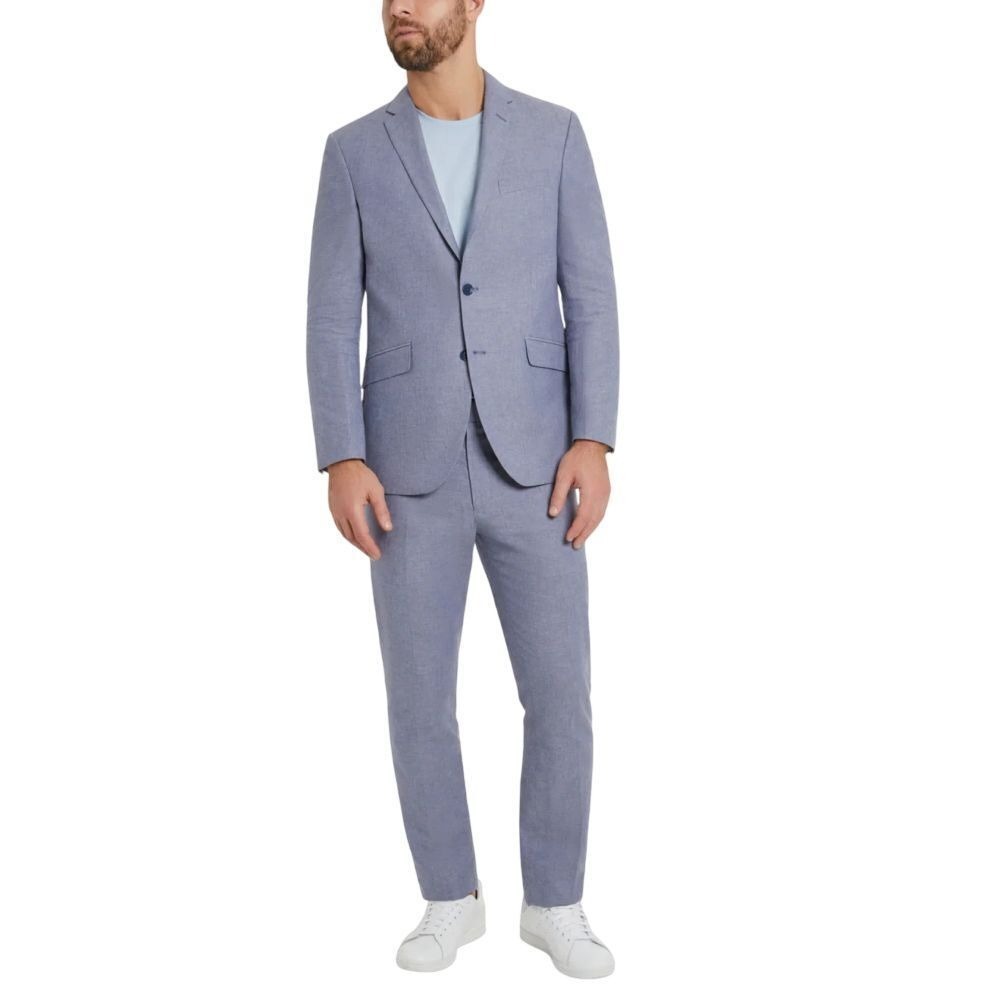 Kenneth Cole Reaction Men's Linen Techni-Cole Suit Modern Fit 38S Jacket 31Wx32L